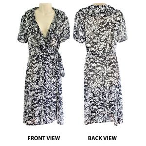 Feminine Floral Chiffon Wrap Dress with Slip